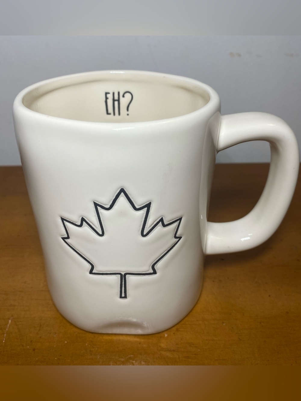 Rae Dunn Canadian Maple Leaf Eh? Mug Large Canada Collectible Excellent